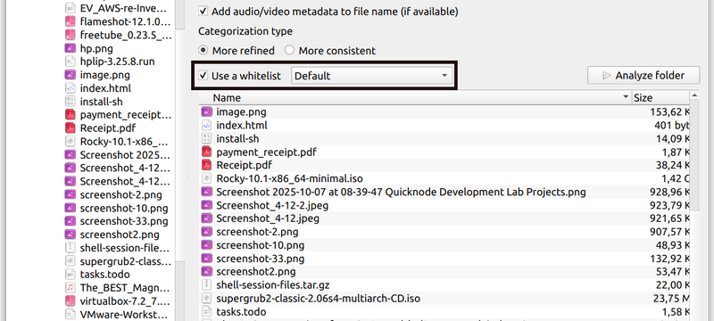 Whitelists: customize how your files are categorized