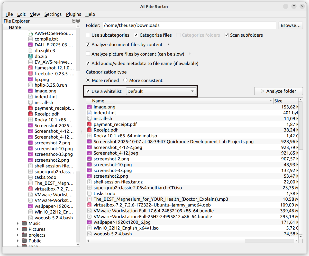 Whitelists: customize how your files are categorized