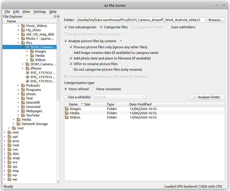 Limiting the run to picture files and enabling content-based rename suggestions