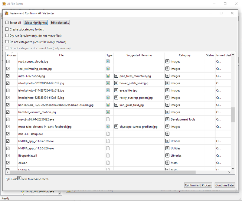 AIFS - Review dialog
